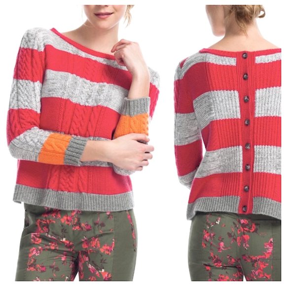 Thakoon Cable Knit Striped Wool Sweater Cardigan Size S - Picture 10 of 11